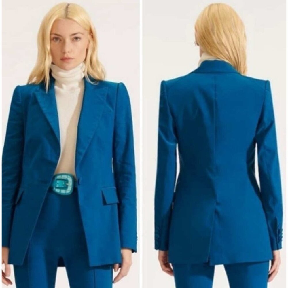 Veronica Beard Pant Suit Set Dickey Jacket Blazer Size 8 Cerulean Blue NWT